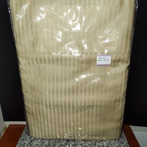 Scandia Down Bed Skirt Queen OR King Size Gold Striped Made In Italy